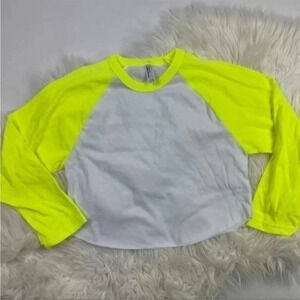 New American Apparel Crop Raglan Tee Shirt White